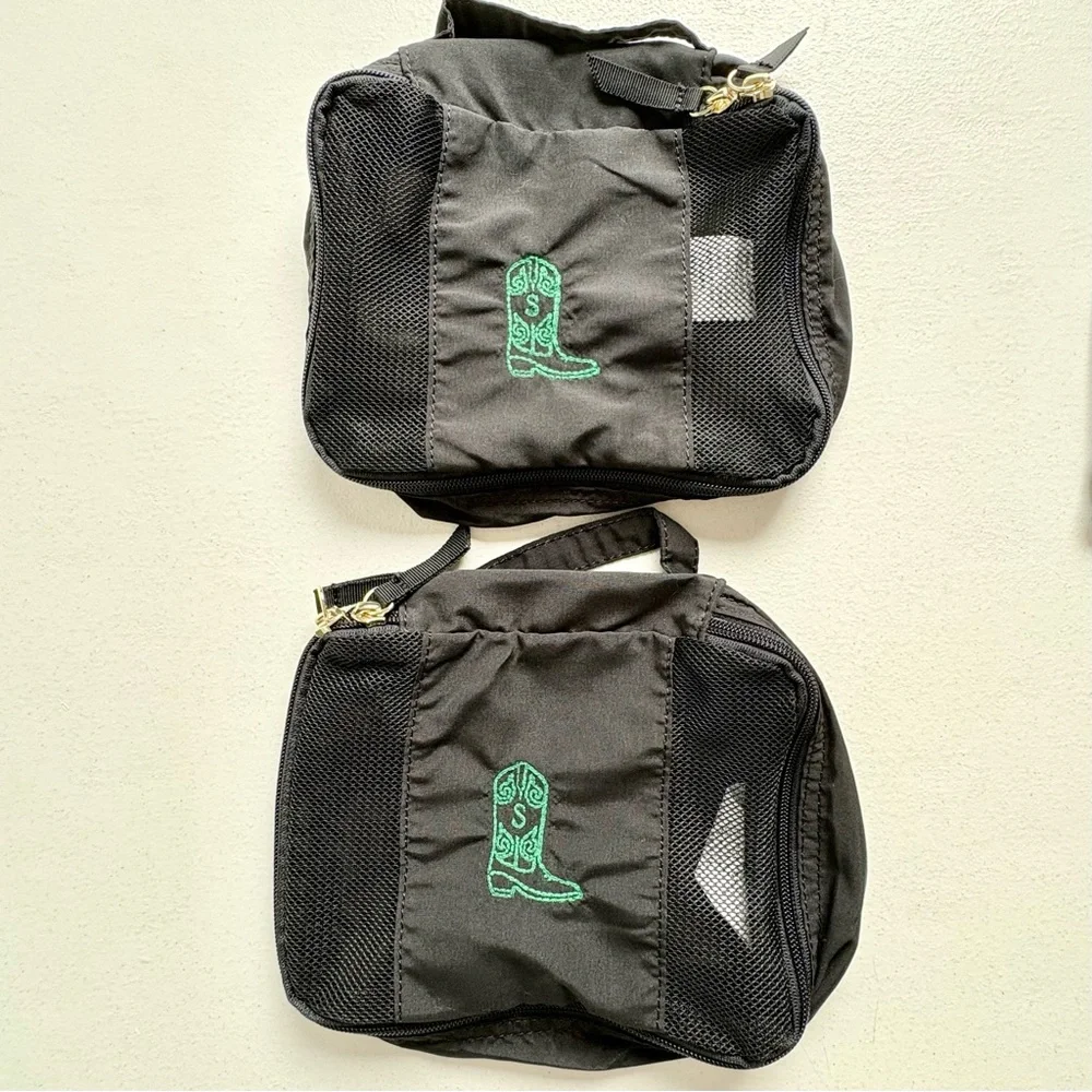 Mark Graham 6 Piece Packing Cube Set Travel Black Monogram Letter S Cowboy Boot